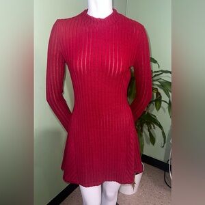 HALARA Deep Red Long Sleeve Dress